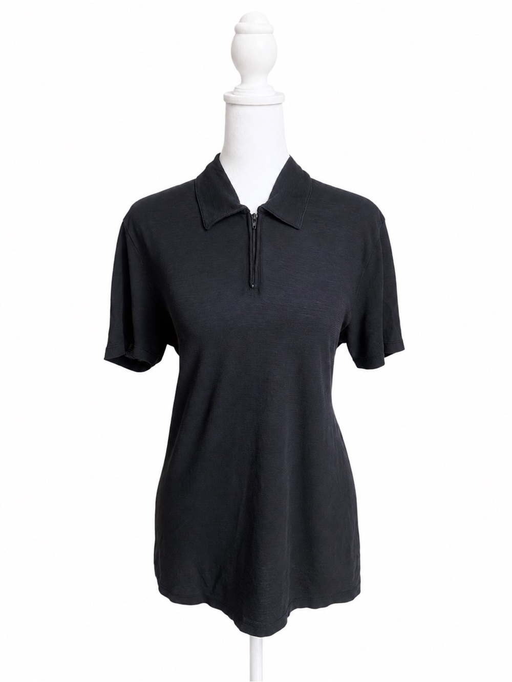 Armani Exchange Black Zip Neck Polo Top Size L